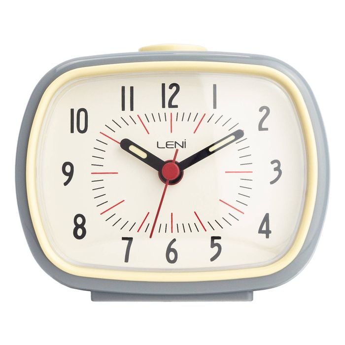 Leni Retro Analogue Alarm Clock Glow In The Dark Home/room Decor Slate Grey