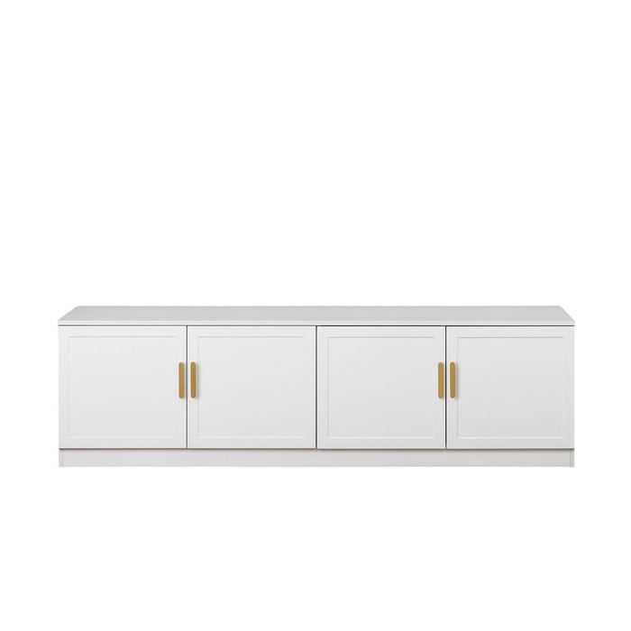 European Cabinetry White Hampton Oval Brass Handles Bucharest TV Unit