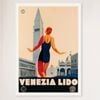 Galrie Venezia Lido Italy Vintage Travel Poster - Perfect Wall Art for Home or Office, White Frame, 70 x 100cm (28 x 40inch)