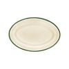 Urban Style Enamelware 30cm Oval Tray w/ Green Rim - Cottage