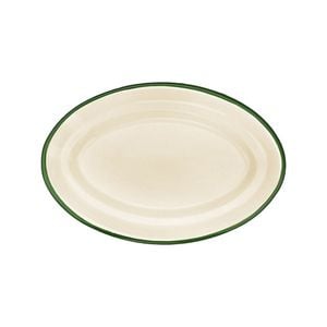Urban Style Enamelware 30cm Oval Tray w/ Green Rim - Cottage