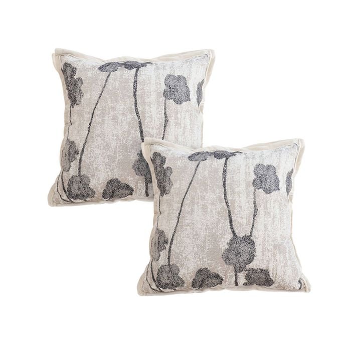 SOGA 2X 45cm Modern Gray Floral Stem Pattern Contemporary Throw Pillow