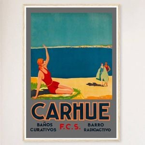 Galrie Carhué Argentina Vintage Travel Poster Stunning Seaside Town Art Print Home Décor, Wood Frame, A2 42 x 60cm (16 x 24inch)