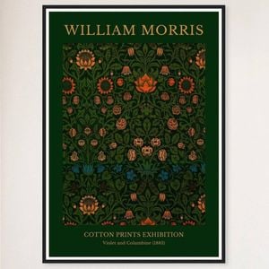 Galrie William Morris Cotton Prints Exhibition Artwork Violet and Columbine (1883) Home, Black Frame, 70 x 100cm (28 x 40inch)