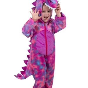 Roarin Rex Toddler Girls Purple Dinosaur Costume - 3-5