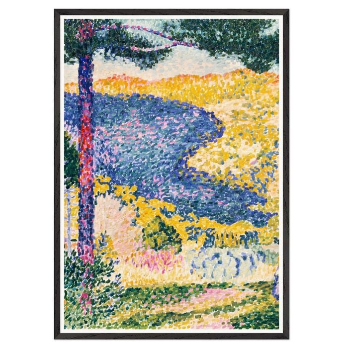 Galrie Paul Signac Landscape with Pine Tree Stunning Pointillist Art Print for Home, Black Frame, A4 21 x 30cm (8 x 12inch)