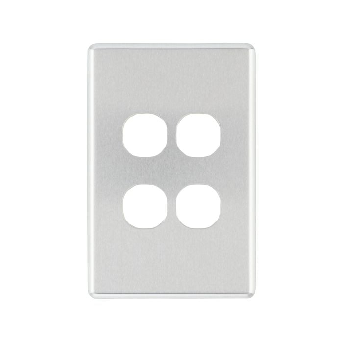 Deta S-Line Brushed Aluminium 4 Gang Switch Cover Plate