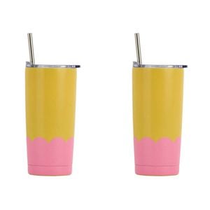 2PK Annabel Trends 500ml Stainless Steel Wave Smoothie Tumbler Yellow Candy