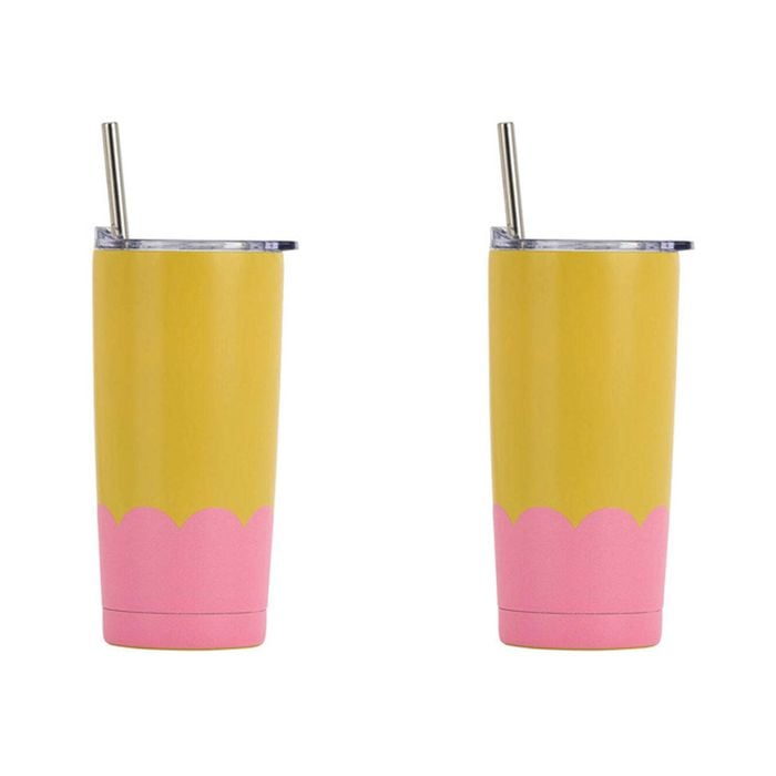 2PK Annabel Trends 500ml Stainless Steel Wave Smoothie Tumbler Yellow Candy