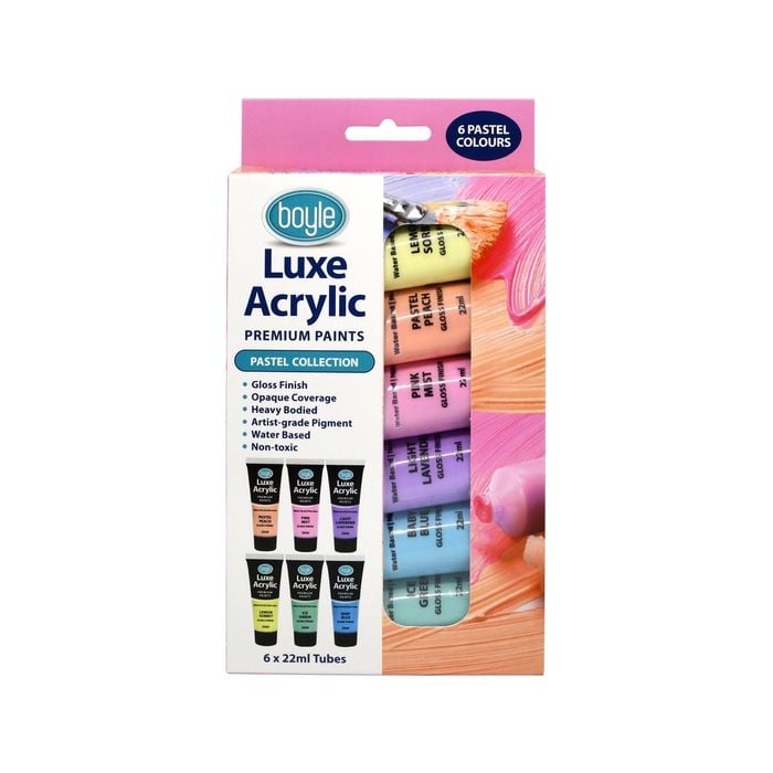 Boyle Pastel Collection Luxe Acrylic Premium Paint - 6 Pack 