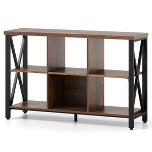 Costway 6 Cube Bookshelf 120cm Wide Storage Organizer Industrial Brown