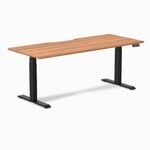 Desky Dual Prime Oak Scalloped Melamine Sit Stand Desk 1200x750mm Matte Black Frame Leg