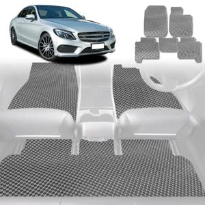 6D Diamond Car Floor Mats for Mercedes-Benz C-class 2014-2021-Full Set-Grey-Outback GT