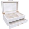 LVD Lacquer Large Jewellery Accessories Storage Box Organiser 25x16cm White