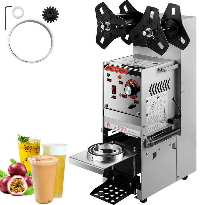 VEVOR Semi-automatic Bubble Tea Cup Sealer Silver Sealing Machine 300-500 Cup/h for Drinking