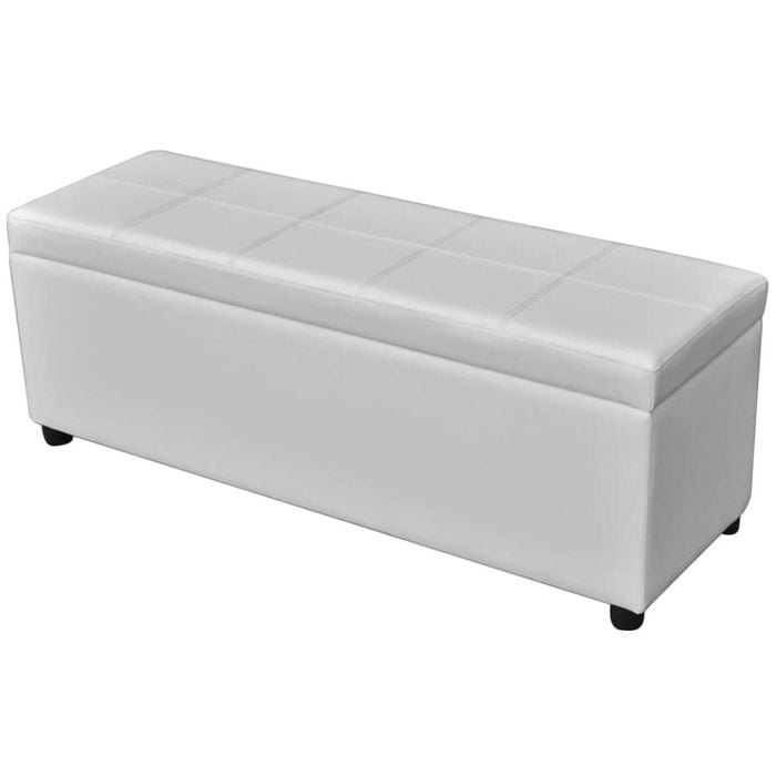 vidaXL Storage Ottoman Artificial Leather 118cm White Bench Seat Chair Stool