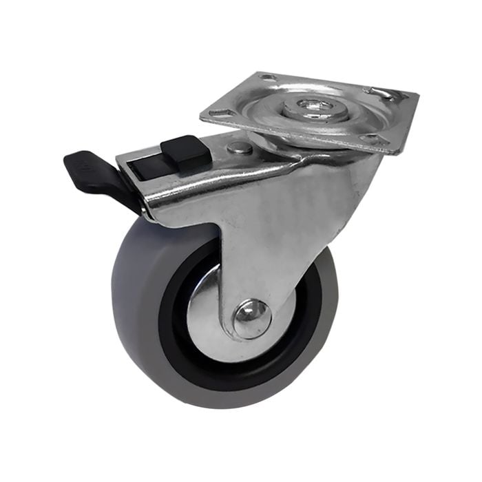 Easyroll 75mm Grey Heavy Duty Swivel Castor With Brake