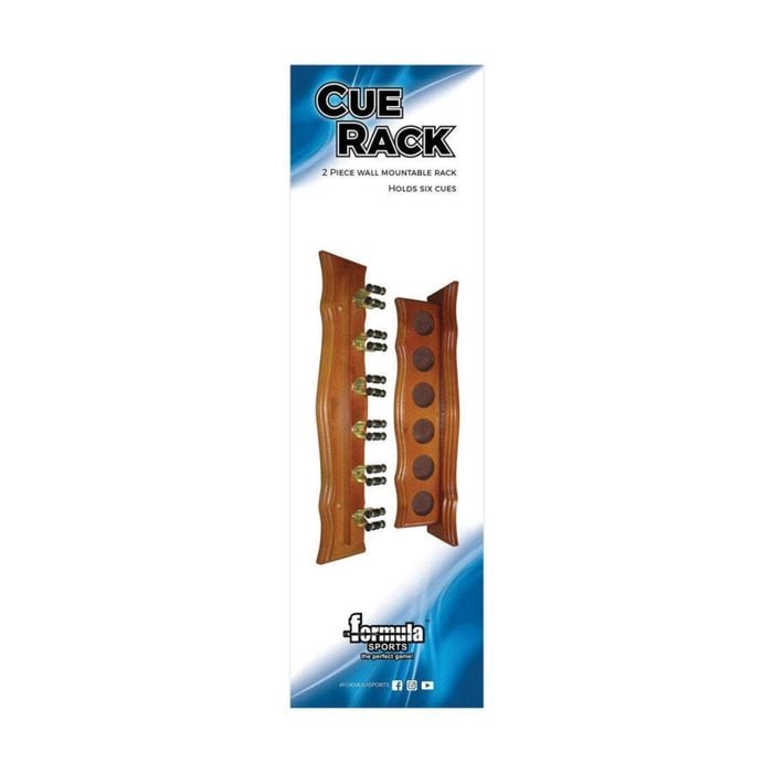 Formula Sports Deluxe 6 Billiard Cues Clip Wall Hanging Rack Storage Holder Oak