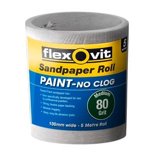 Flexovit 80 Grit Sandpaper Roll for Painted Surfaces 115mm x 5m