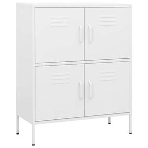 vidaXL Storage Cabinet White Steel Sideboard Cupboard Bookcase Display Cabinet