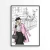 Pink Boss lady With Black Elegant Bag Print 100% Australian Made 90x120cm (Poster)