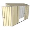 Build-a-Shed 0.8 x 3 x 2m Single Hinged Door Shed with Double Sliding Side Doors - Cream