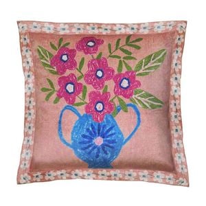 KAS Australia Coco Cushion 43x43cm Poly Velvet Floral Pinky Blush Square Kids