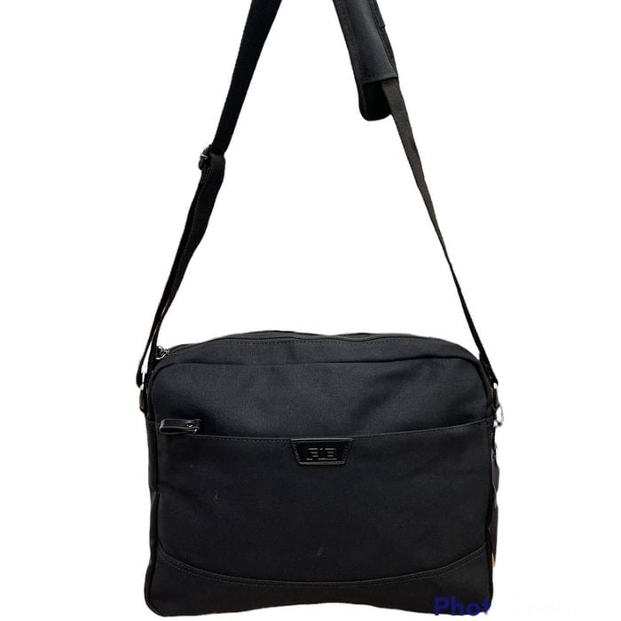 FIB Byron Canvas Laptop Messenger  Black, Adjustable Strap, Fits 13" Laptop