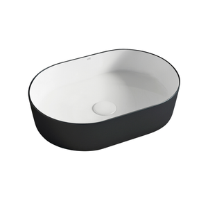 Attica 500 x 340mm Black Matt & White Gloss Cove Oval Basin