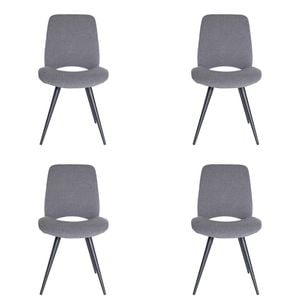 Sk Designer Living | Pack Of 4 | Spencer Dining Chair | Black Legs - Grey Fabric