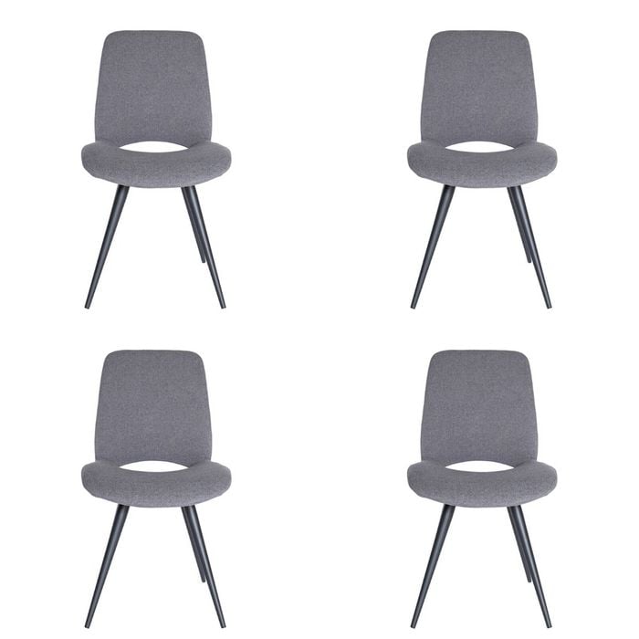 Sk Designer Living | Pack Of 4 | Spencer Dining Chair | Black Legs - Grey Fabric