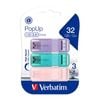 Verbatim POP-UP USB 2.0 32GB Triple Pack Flash Drives Assorted Pastel Colours