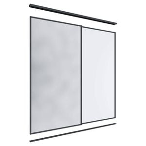 Lugna 2400 x 1801-2400mm Black 1 Mirror 1 Melamine Wardrobe Double Sliding Doors