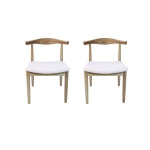 Sk Designer Living | Pack Of 2 | Replica Hans Wegner Elbow Chair Ch20 - White & Natural