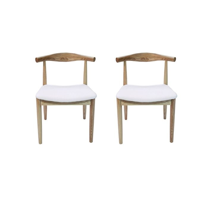 Sk Designer Living | Pack Of 2 | Replica Hans Wegner Elbow Chair Ch20 - White & Natural