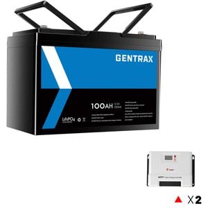 Gentrax 12v 100ah Lithium Battery + 2x 20a Solar Controller