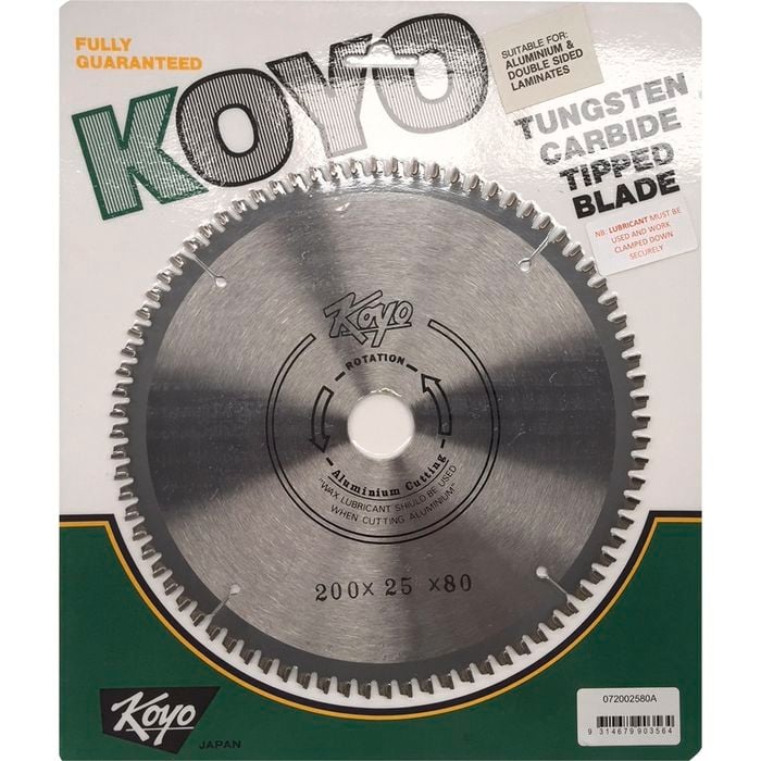 Koyo 200mm 80T 25mm Bore Circular Saw Blade For Aluminium Cutting
