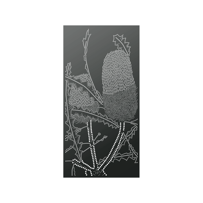 Walpix 1800 x 900 x 3mm Charcoal Perforated Aluminium Decorative Screen Flat Profile Banksia