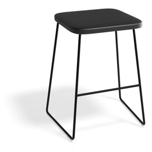 Hugo Low Stool - Black Frame - Black Seat - 46cm Low Stool Square / Black Frame / Black Seat