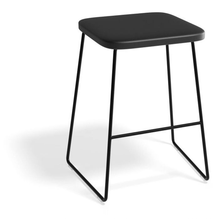 Hugo Low Stool - Black Frame - Black Seat - 46cm Low Stool Square / Black Frame / Black Seat