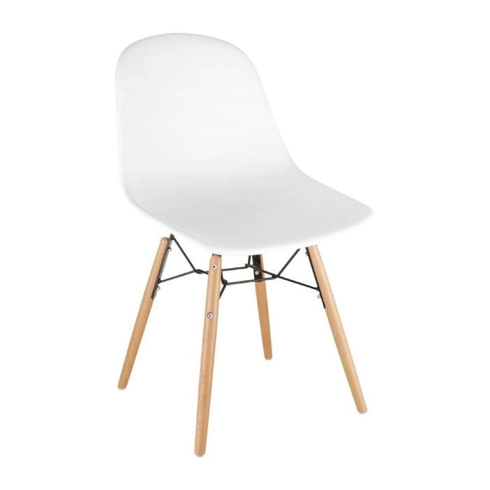Bolero Side Chair Arlo Polypropylene And Wood White 830x460x540mm 2 Pack