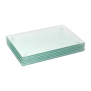 Harbour Housewares 6x Glass Placemats - 30 x 20cm - Clear - Dining Table Place Mats Tabletop Protector for Kitchen Worktops
