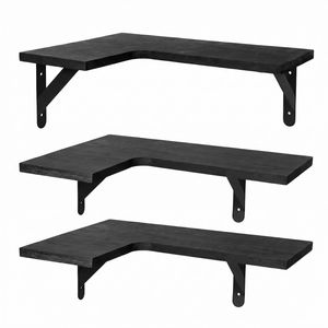 Levede Corner Floating Shelf 3Pcs Wall Storage Display for Bedroom Black