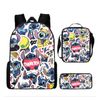 Catzon Cartoon Backpack Set With Shoulder Bag & Pencil Bag Adjustable-v