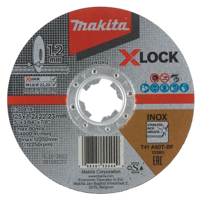 Makita X-LOCK 125 x 1.2 x 22.23mm Thin Cut-Off Wheel Flat