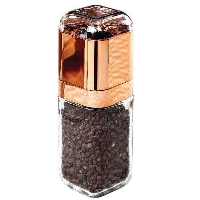 Orku Single Salt Or Pepper Grinder 180ml - Glass Manual Mill With Rose Gold Lid
