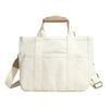 Anysort Mommy Diaper Bag Beige – Waterproof Canvas Messenger Maternity Handbag for Stroller