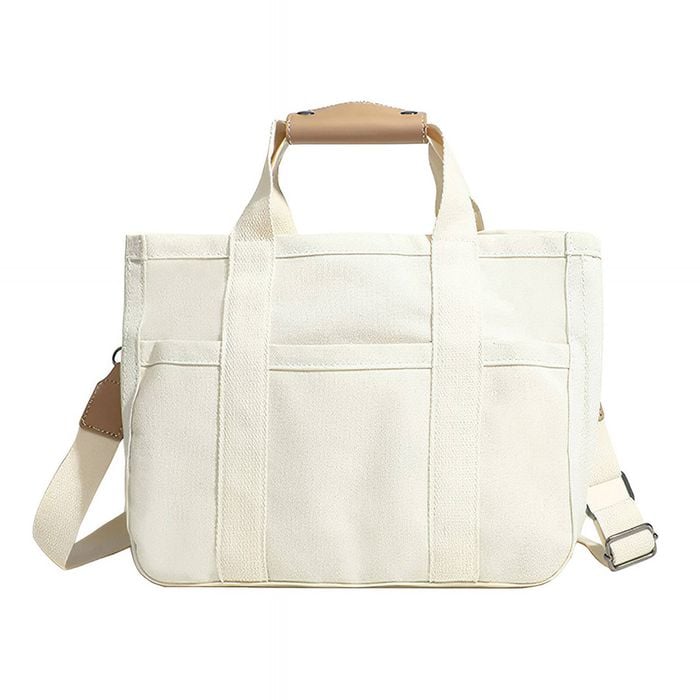 Anysort Mommy Diaper Bag Beige – Waterproof Canvas Messenger Maternity Handbag for Stroller