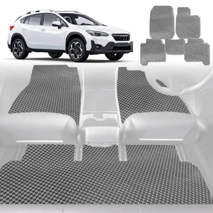 6D Diamond Car Floor Mats for Subaru XV 2017-2022-Full Set-Grey-Outback GT