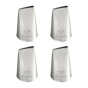 4PK Mondo Stainless Steel #125 Large Petal Piping Tip - Silver